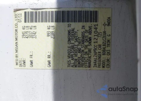 2012 Nissan Altima 2.5 S from USA, damaged, VIN 1N4AL2AP9CC121041